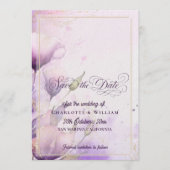 Gold Lavender Floral Photo Wedding Save the Date Kaart (Voorkant)