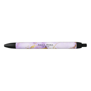 * Gold Lavender Marble Chic Popular Zwarte Inkt Pen