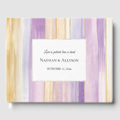 Gold Lavender Purple Stripes Wedding Gastenboek (Voorkant)