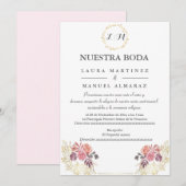 Gold Lavenderblush Floral Wedding Spain Kaart (Voorkant / Achterkant)