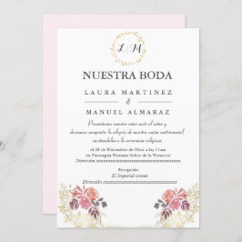 Gold Lavenderblush Floral Wedding Spain Kaart