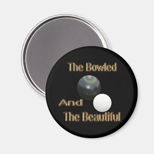 Gold Lawn Bowls Bowled en Mooi, magneet (Voorkant / Achterkant)