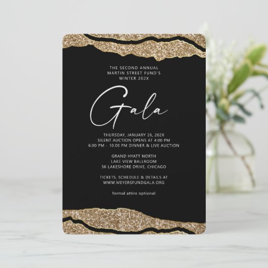 Gold Layers Gala Uitnodiging (Staand voorkant)