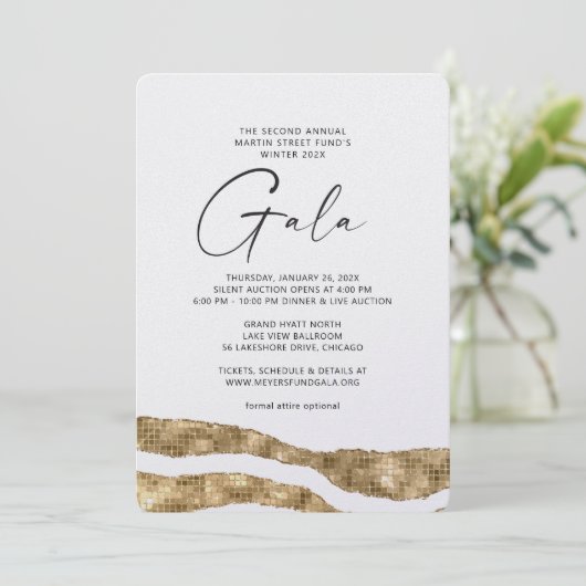 Gold Layers Gala Uitnodiging (Staand voorkant)