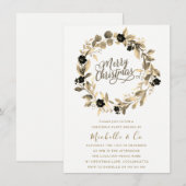 Gold Lead Wreate Kantoor Family Kerstparty Kaart (Voorkant / Achterkant)