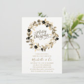 Gold Lead Wreate Kantoor Family Kerstparty Kaart (Staand voorkant)