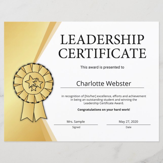 Gold Leadership Certificate of Achievement PDF (Voorkant)