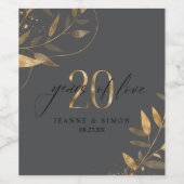 Gold Leaf 20th Anniversary Years of Love ID1169 Wijn Etiket (Enkel label)