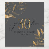 Gold Leaf 30th Anniversary Years of Love ID1169 Wijn Etiket (Enkel label)