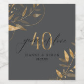 Gold Leaf 40th Anniversary Years of Love ID1169 Wijn Etiket (Enkel label)