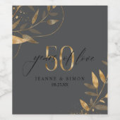 Gold Leaf 50th Anniversary Years of Love ID1169 Wijn Etiket (Enkel label)