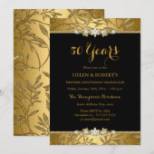 Gold Leaf 50th Wedding Jubileum Invite Kaart (Voorkant / Achterkant)