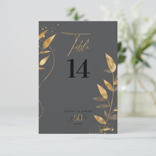 Gold Leaf 60th Anniversary Table Number ID1169 Kaart (Staand voorkant)