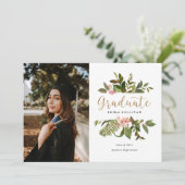 Gold Leaf Afstuderen Foto Aankondiging (Staand voorkant)