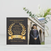 Gold Leaf Afstuderen Fotouitnodiging Kaart (Staand voorkant)