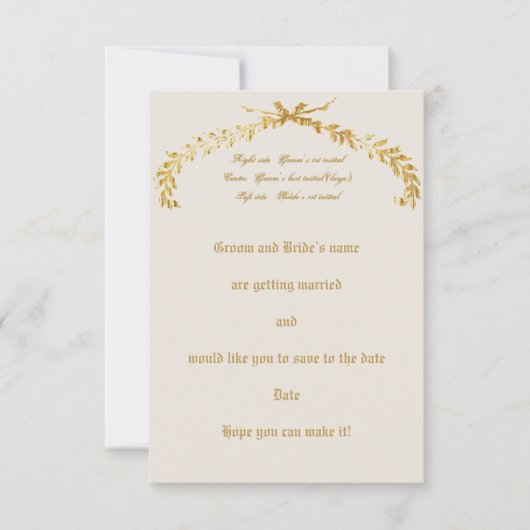 Gold Leaf Arch Wedding Save the Date Announding Kaart (Voorkant)