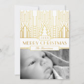 Gold Leaf Art Deco Merry-kerstkaart Feestdagenkaart (Voorkant)