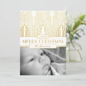 Gold Leaf Art Deco Merry-kerstkaart Feestdagenkaart (Staand voorkant)