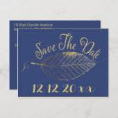 Gold Leaf Bewaar de datum Aankondigingskaart (Voorkant / Achterkant)