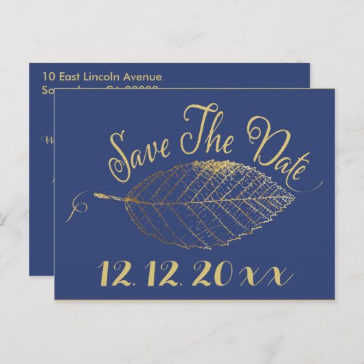 Gold Leaf Bewaar de datum Aankondigingskaart (Voorkant / Achterkant)