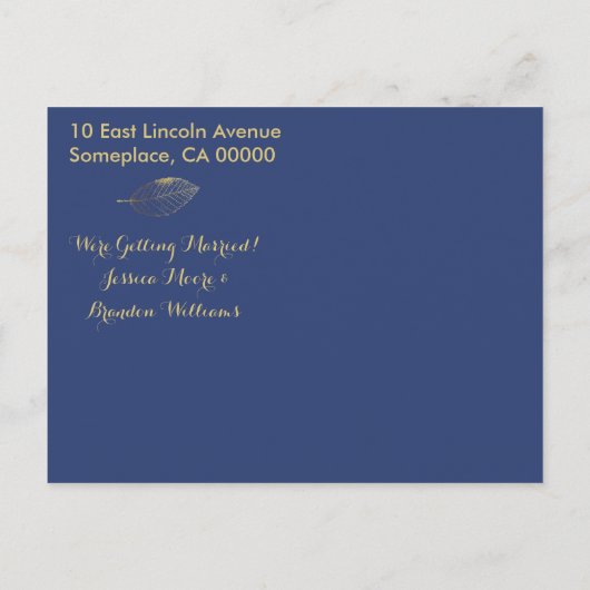 Gold Leaf Bewaar de datum Aankondigingskaart (Achterkant)