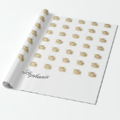 Gold Leaf Birthday Holiday Glitter - Aangepaste na Cadeaupapier (Uitgerold)