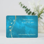 Gold Leaf Blauwgroen Blue Wedding RSVP-kaart RSVP Kaartje (Staand voorkant)