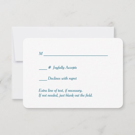 Gold Leaf Blauwgroen Blue Wedding RSVP-kaart RSVP Kaartje (Achterkant)