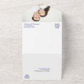 Gold Leaf Blue Photo Template All-in-One Weddensch All In One Uitnodiging (Buitenkant)