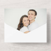 Gold Leaf Blue Photo Template All-in-One Weddensch All In One Uitnodiging (Achterkant)