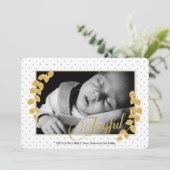 Gold Leaf Border Foto Vakantie Kaart (Staand voorkant)