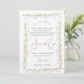 Gold Leaf Border Jewish Wedding Uitnodiging (Staand voorkant)