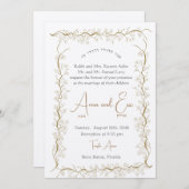 Gold Leaf Border Jewish Wedding Uitnodiging (Voorkant / Achterkant)