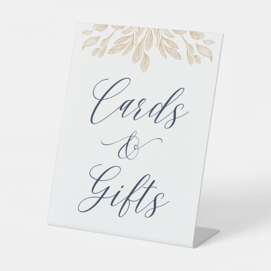 Gold Leaf Botanical Weddenkaarten & Gifts Sign Reclamebord Met Voetstuk (Voorkant)