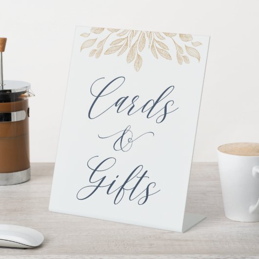 Gold Leaf Botanical Weddenkaarten & Gifts Sign Reclamebord Met Voetstuk (Insitu)