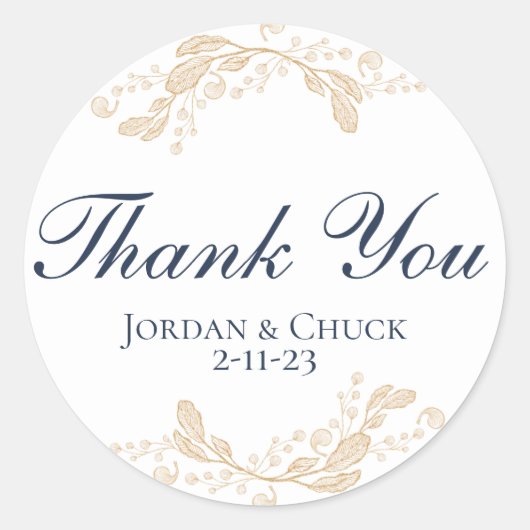 Gold Leaf Botanical Wedding Favor Sticker (Voorkant)