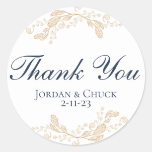 Gold Leaf Botanical Wedding Favor Sticker