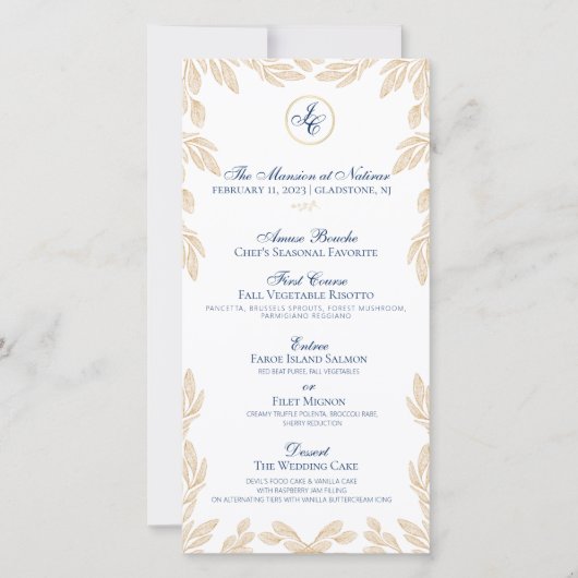 Gold Leaf Botanical Wedding Menu (Voorkant)