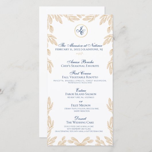 Gold Leaf Botanical Wedding Menu (Voorkant / Achterkant)