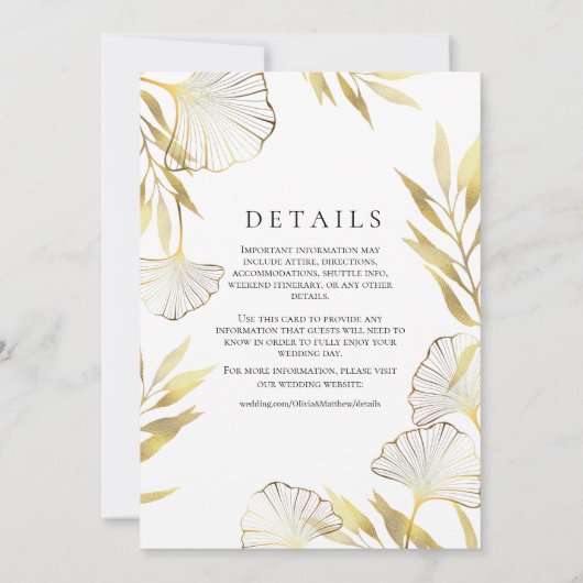 Gold Leaf / Bruine bruiloft uitnodiging (Achterkant)