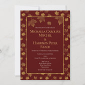 Gold Leaf Burgundy Marsala Wedding Kaart (Voorkant)