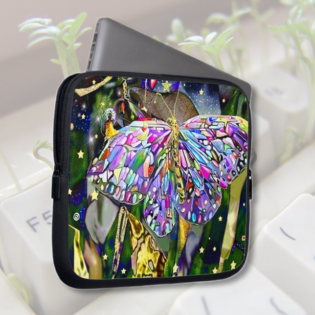 Gold Leaf Butterfly-laptophoes Laptop Sleeve (Creator heeft geüpload)