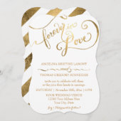Gold Leaf Calligraphy Script Forever in Love Kaart (Voorkant / Achterkant)
