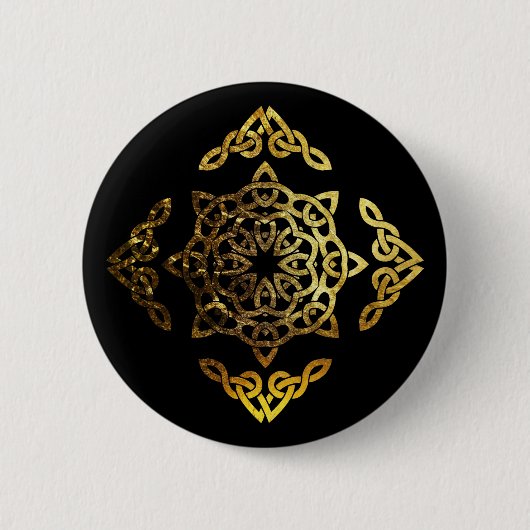 Gold Leaf Celtic Knot Ronde Button 5,7 Cm (Voorkant)