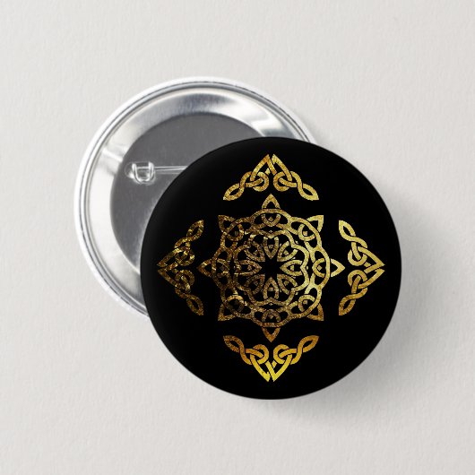 Gold Leaf Celtic Knot Ronde Button 5,7 Cm (Voorkant /achterkant)