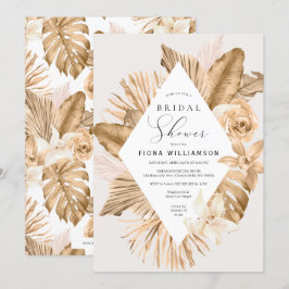 Gold Leaf Dried Pampas Grass Vrijgezellenfeest Kaart