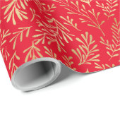 Gold Leaf Elegant Kerst Cadeaupapier (Rol Hoek)