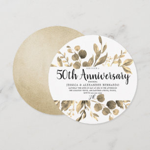 Gold Leaf Elegant Modern 50th Wedding Jubileum Kaart