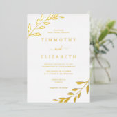 Gold Leaf Elegant Wedding Folie Invitation Folie Uitnodiging (Staand Voorkant)