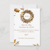 Gold Leaf elegante huwelijksuitnodiging Reactie Ka RSVP Kaartje (Voorkant)